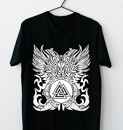 Hilltop-Heritage-Shop-Celtic-Odin-Ravens-Raben-Keltisch-Herren-T-Shirt